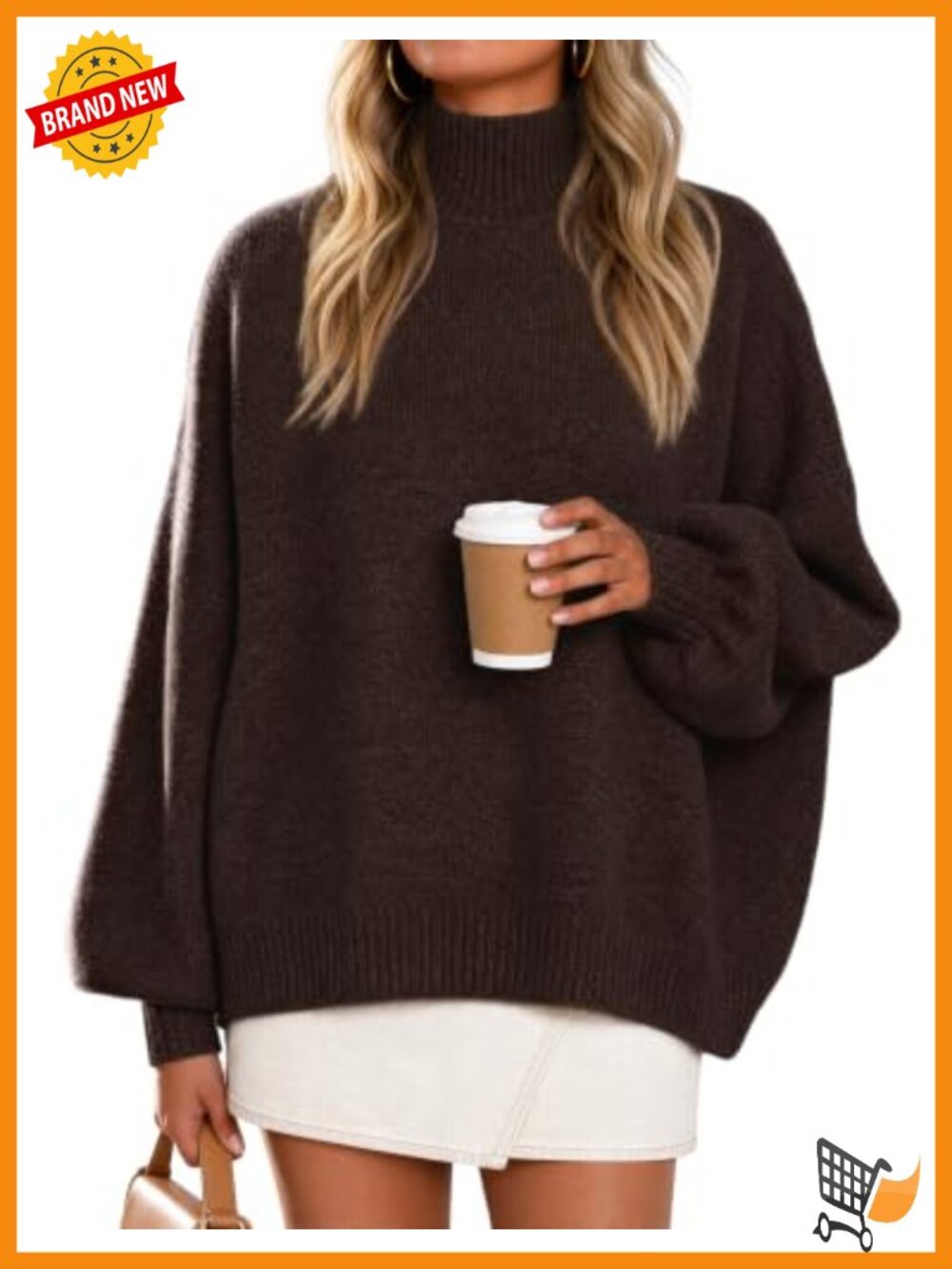 Oversized Turtleneck Sweater Long Sleeve Pullover Fuzzy Knit